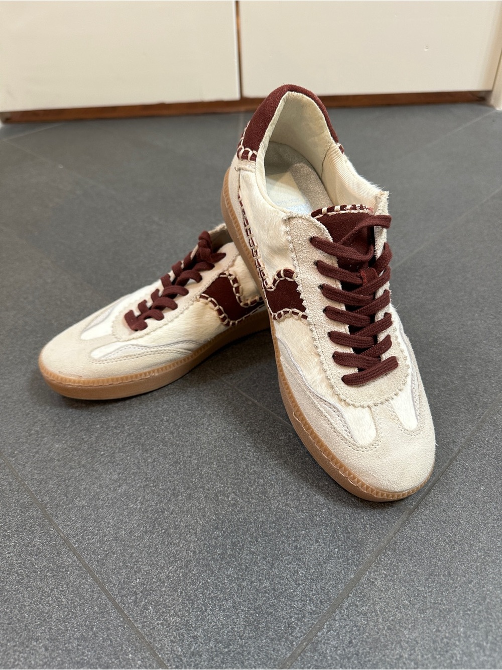 Dolce Vita Notice Stitch Sneakers - white calf hair
